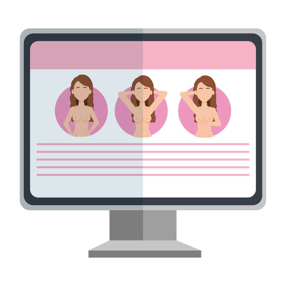 computer with breast cancer campaign online vector illustration design